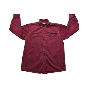 Carhartt Work Shirt Button Up Burgundy Red Cotton Tall Men’s L